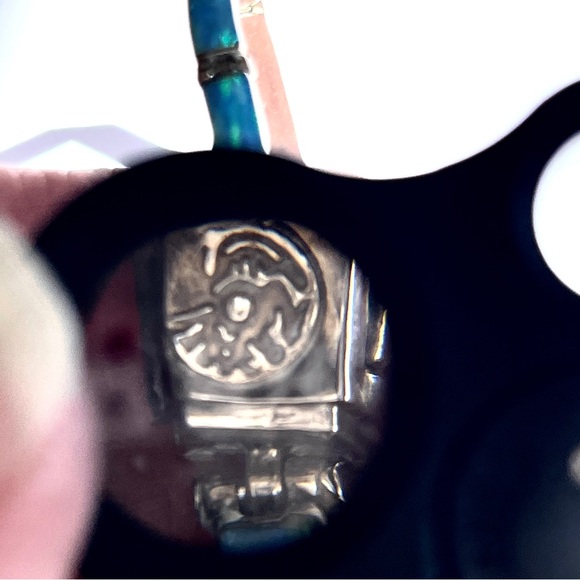 Vintage Blue Opal Mexico 950 Sterling Silver Inlaid Panel Bracelet Old! - Picture 11 of 11